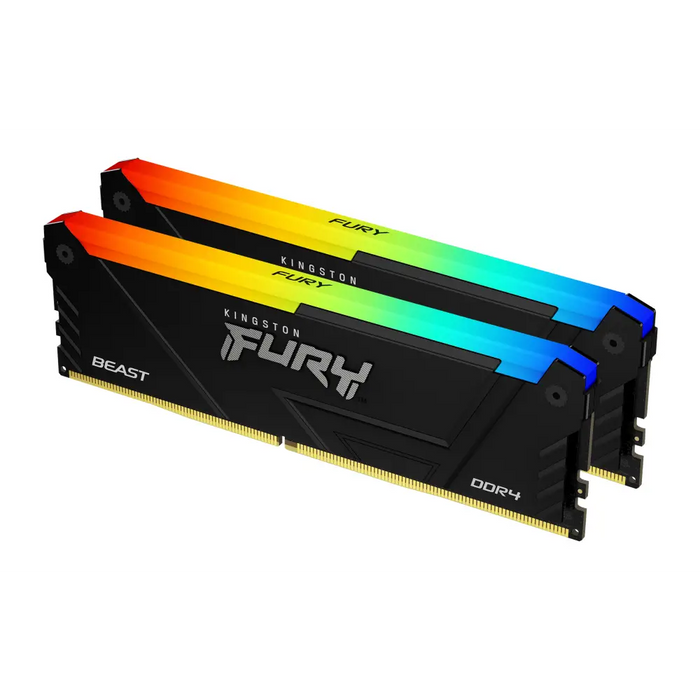 Memory Kingston FURY Beast Black RGB 16GB(2x8GB) DDR4 3200MHz CL16 - Памети за настолни