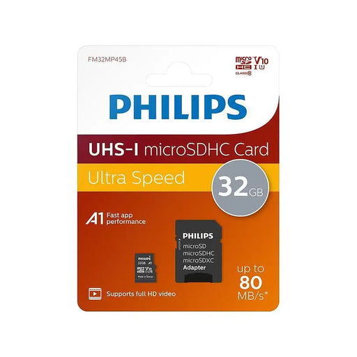 Memory USB Philips MicroSDHC 32GB Cl.10 - USB памети<<<Устройства за съхранение<<<Лаптопи компютри и