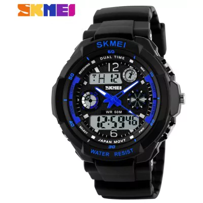 Men waterproof analog-digital LED watch Skmei 0931 - blue / Big - Men’s Watches