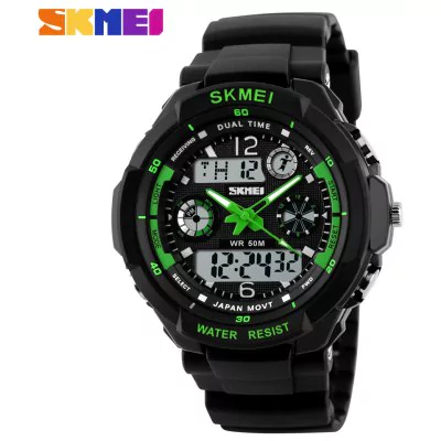 Men waterproof analog-digital LED watch Skmei 0931 - green / Big - Men’s Watches