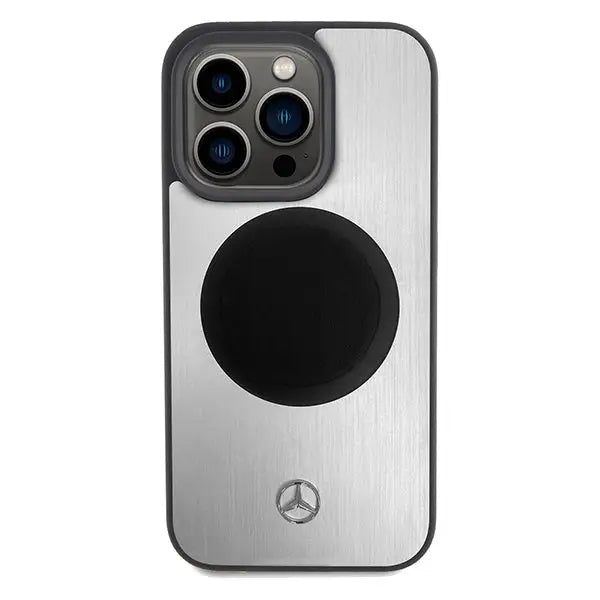 Mercedes Leather&Alu MagSafe case for iPhone 15 Pro Max - silver - Cell phone cases and covers<<<HurtelXML