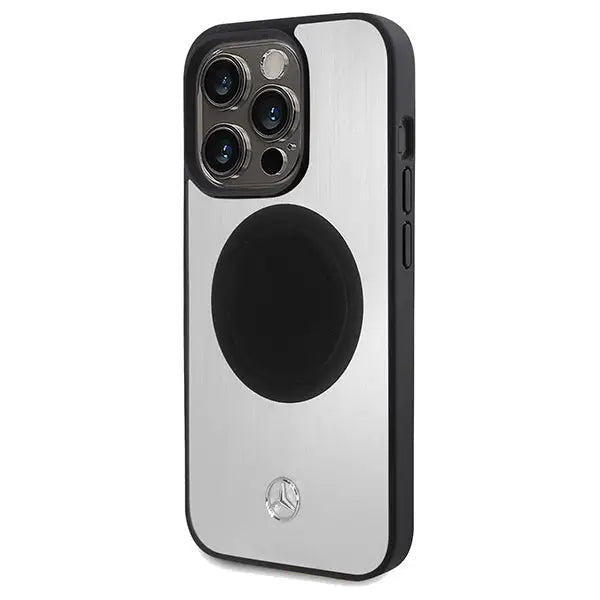 Mercedes Leather&Alu MagSafe case for iPhone 15 Pro Max - silver - Cell phone cases and covers<<<HurtelXML