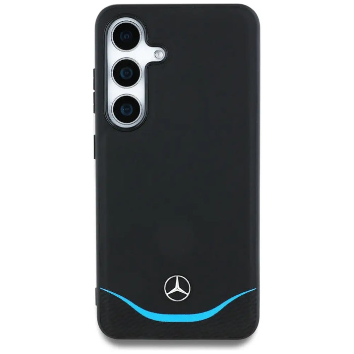 Mercedes Leather Contrasted Blue Horizontal Curve MagSafe Case for Samsung Galaxy S25 - Black - Cell phone cases