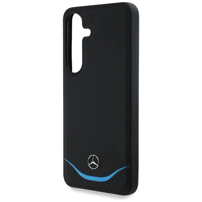 Mercedes Leather Contrasted Blue Horizontal Curve MagSafe Case for Samsung Galaxy S25 - Black - Cell phone cases