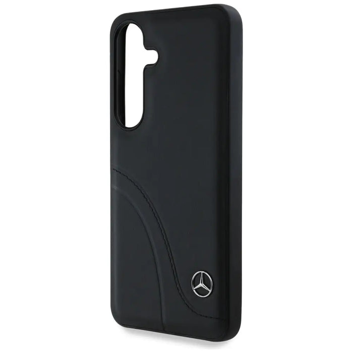 Mercedes Leather Curved Stitches Case for Samsung Galaxy S25 - Black - Cell phone cases and covers<<<HurtelXML