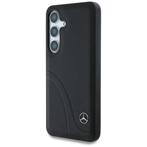 Mercedes Leather Curved Stitches Case for Samsung Galaxy S25 - Black - Cell phone cases and covers<<<HurtelXML