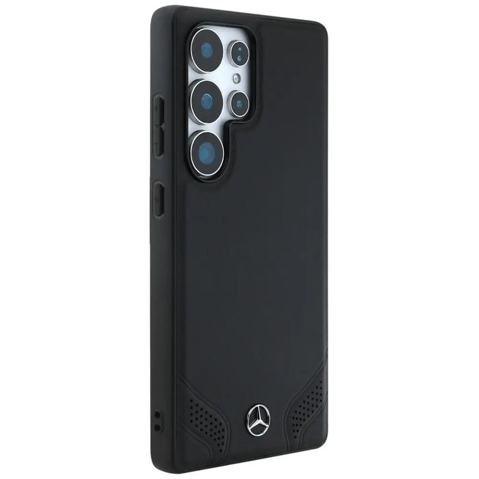 Mercedes Leather Curved Stitches Case for Samsung Galaxy S25 Ultra - Black - Cell phone cases and covers<<<HurtelXML