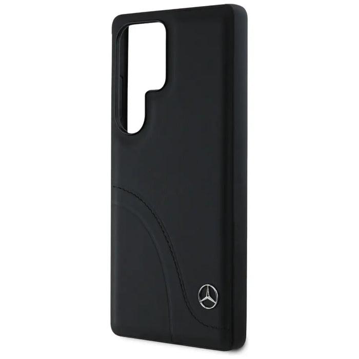 Mercedes Leather Curved Stitches Case for Samsung Galaxy S25 Ultra - Black - Cell phone cases and covers<<<HurtelXML