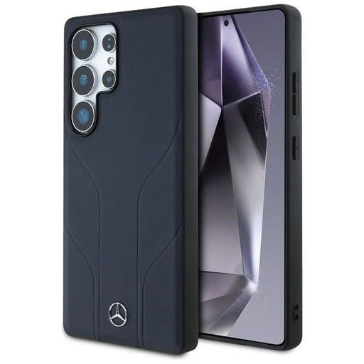 Mercedes Leather Debossed Lines MagSafe Case for Samsung Galaxy S25 Ultra - Blue - Cell phone cases