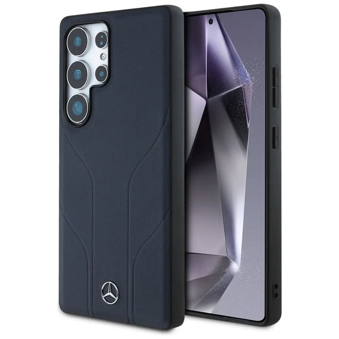 Mercedes Leather Debossed Lines MagSafe Case for Samsung Galaxy S25 Ultra - Blue - Cell phone cases