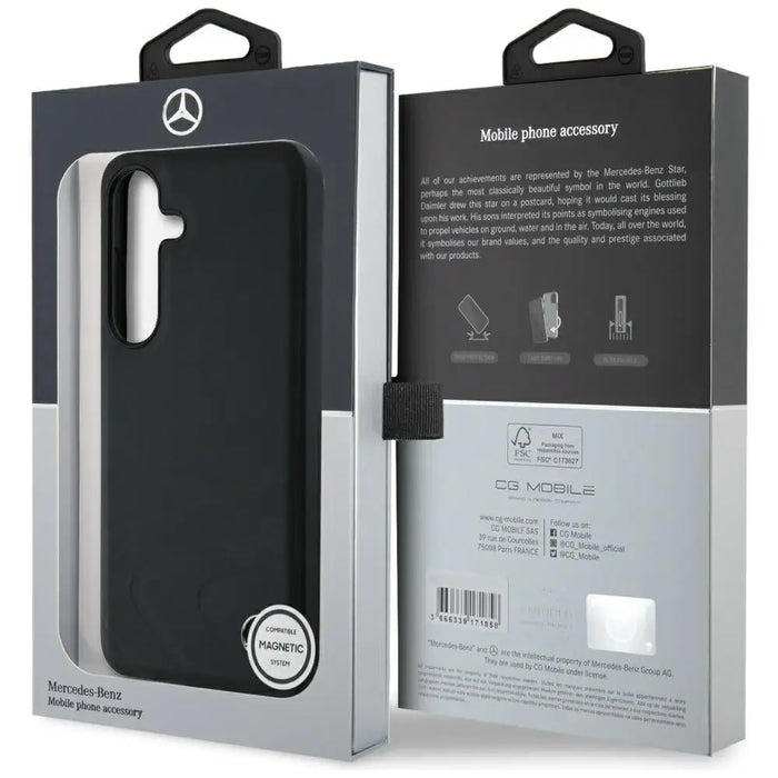 Mercedes Leather Horizontal Debossed Curves MagSafe Case for Samsung Galaxy S25 - Black - Cell phone cases