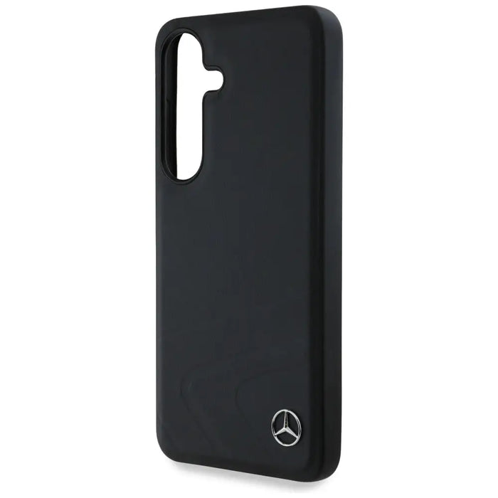 Mercedes Leather Horizontal Debossed Curves MagSafe Case for Samsung Galaxy S25 - Black - Cell phone cases