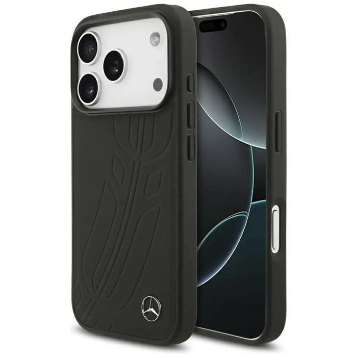 Mercedes Leather Large Laurel Leave MagSafe Case for iPhone 17 Pro - Black - Cell phone cases and covers<<<HurtelXML