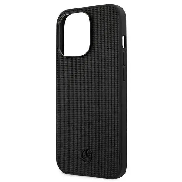 Mercedes Leather Meshed Metal Logo Case for iPhone 13 Pro / iPhone 13 - Black - Cell phone cases and covers<<<HurtelXML