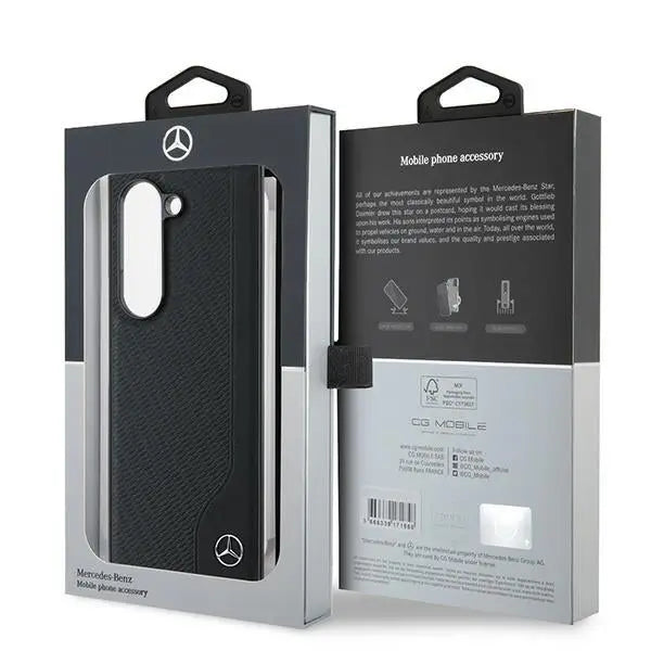 Mercedes Leather Wood Imitation MagSafe Case for Samsung Galaxy Z Fold 6 - Black - Cell phone cases