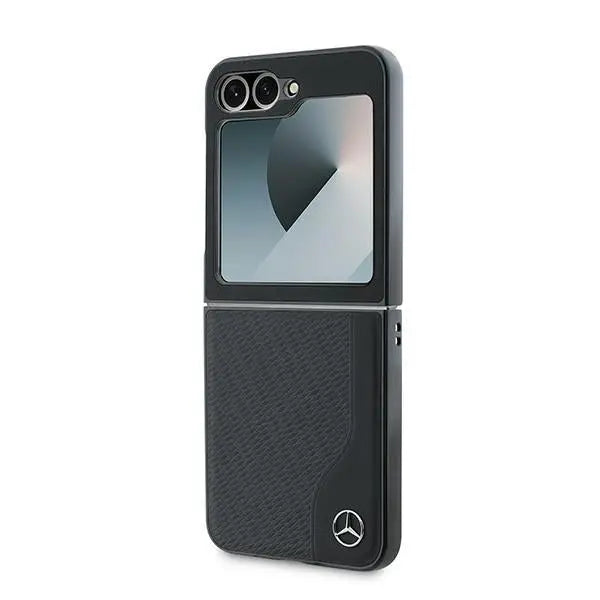 Mercedes Leather Wood Imitation MagSafe Case for Samsung Galaxy Z Flip 6 - Black - Cell phone cases