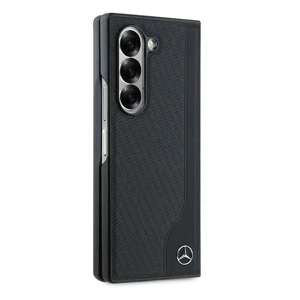 Mercedes Leather Wood Imitation MagSafe Case for Samsung Galaxy Z Fold 6 - Black - Cell phone cases