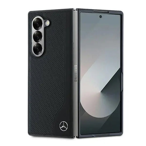 Mercedes Leather Wood Imitation MagSafe Case for Samsung Galaxy Z Fold 6 - Black - Cell phone cases