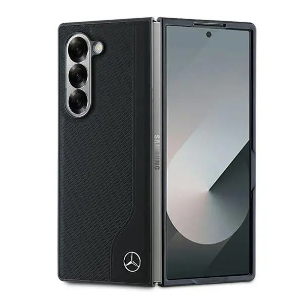 Mercedes Leather Wood Imitation MagSafe Case for Samsung Galaxy Z Fold 6 - Black - Cell phone cases