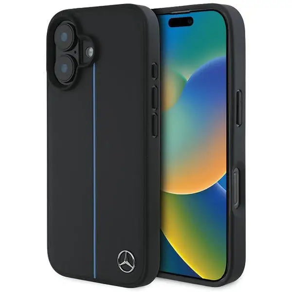 Mercedes MB Blue Line Leather MagSafe iPhone 16 Case - Black - Cell phone cases and covers<<<HurtelXML