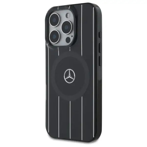 Mercedes MB Double Layer Crossed Lines MagSafe Case for iPhone 16 Pro Max - Black - Cell phone cases