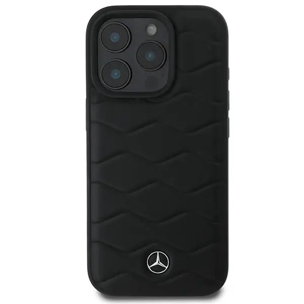 Mercedes MB Waves Leather iPhone 16 Pro Case - Black - Cell phone cases and covers<<<HurtelXML