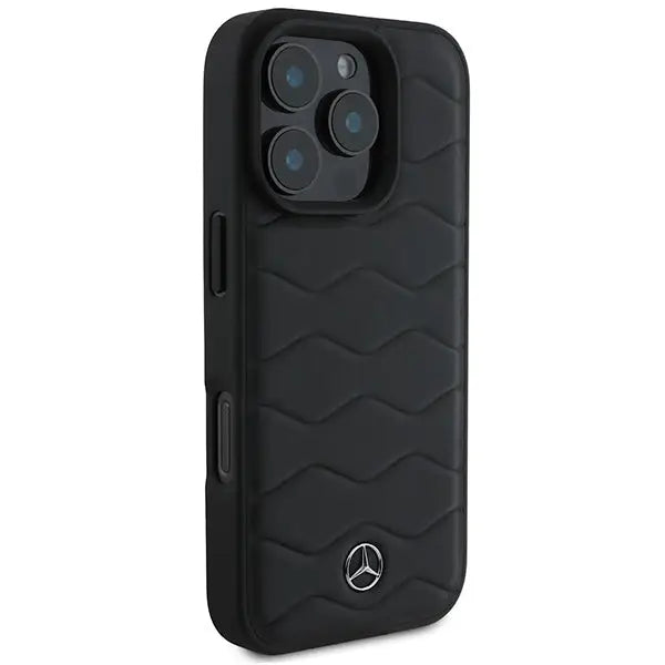 Mercedes MB Waves Leather iPhone 16 Pro Case - Black - Cell phone cases and covers<<<HurtelXML