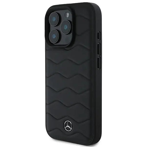 Mercedes MB Waves Leather iPhone 16 Pro Case - Black - Cell phone cases and covers<<<HurtelXML