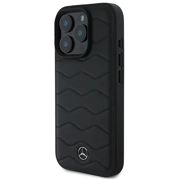 Mercedes MB Waves Leather iPhone 16 Pro Case - Black - Cell phone cases and covers<<<HurtelXML