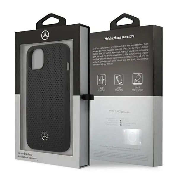 Mercedes MEHCP13MDELBK iPhone 13 6,1’’ czarny/black hardcase Leather Perforated - Cell phone cases