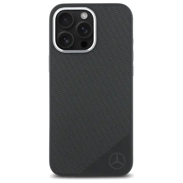 Mercedes MEHMP16L23SUGDK iPhone 16 Pro 6.3’’ black/black hardcase Silicone Tonal Logo Wood Pattern MagSafe - Cell phone