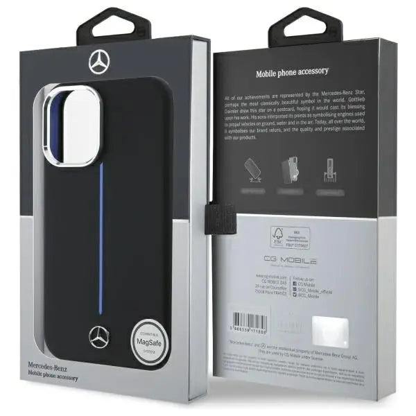Mercedes Silicone Blue Stripe MagSafe iPhone 16 Case - Black - Cell phone cases and covers<<<HurtelXML