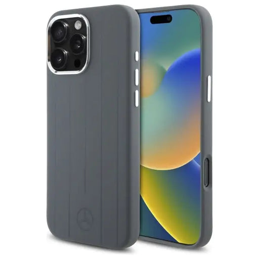 Mercedes Silicone Vertical Tonal Stripes MagSafe Case for iPhone 16 Pro Max - Gray - Cell phone cases