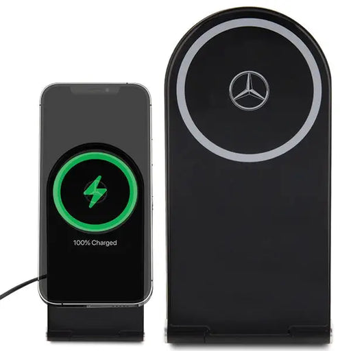 Mercedes Silver Stars MagSafe foldable 2in1 15W inductive charger - black - Cell phone USB charger<<<HurtelXML