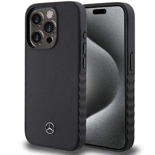 Mercedes Smooth Leather case for iPhone 15 Pro - black - Cell phone cases and covers<<<HurtelXML