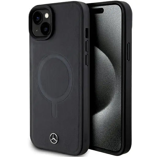 Mercedes Smooth Leather MagSafe case for iPhone 15 Plus - black - Cell phone cases and covers<<<HurtelXML