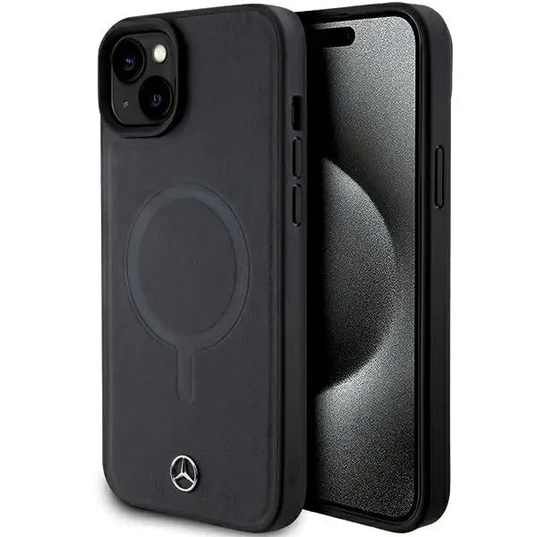 Mercedes Smooth Leather MagSafe case for iPhone 15 Plus - black - Cell phone cases and covers<<<HurtelXML