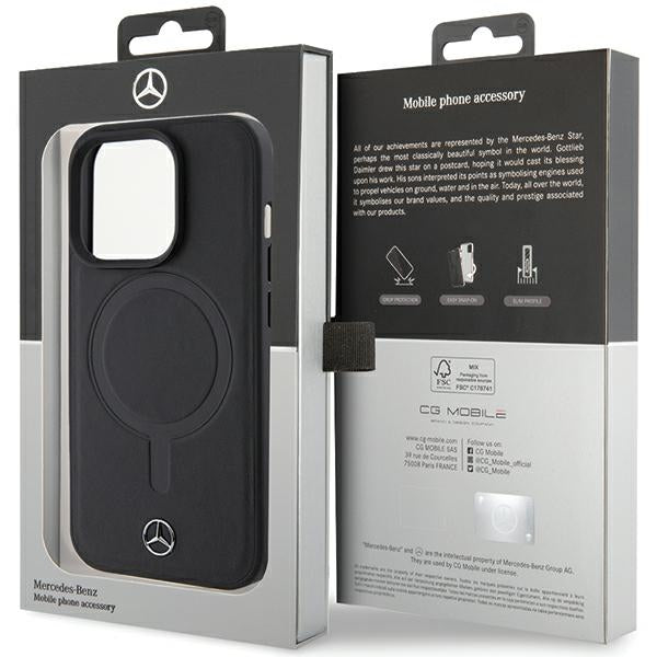 Mercedes Smooth Leather MagSafe case for iPhone 15 Pro - black - Cell phone cases and covers<<<HurtelXML