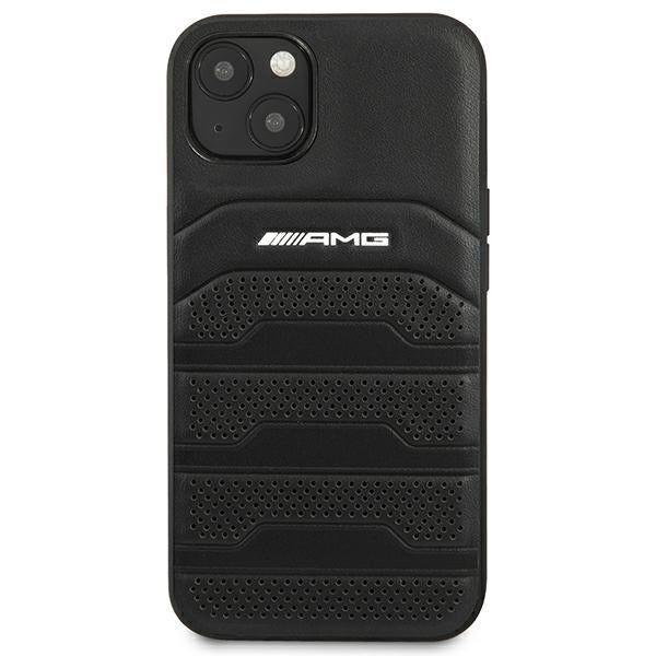 AMG AMHCP14MGSEBK iPhone 14 Plus 6,7 "black / black hardcase Leather Debossed Lines