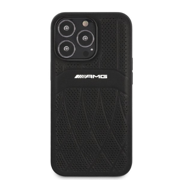 AMG AMHCP13LOSDBK iPhone 13 Pro / 13 6.1" black/black hardcase Leather Curved Lines