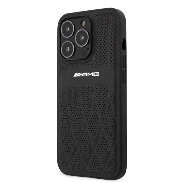 AMG Leather Curved Lines case for iPhone 13 Pro Max - black