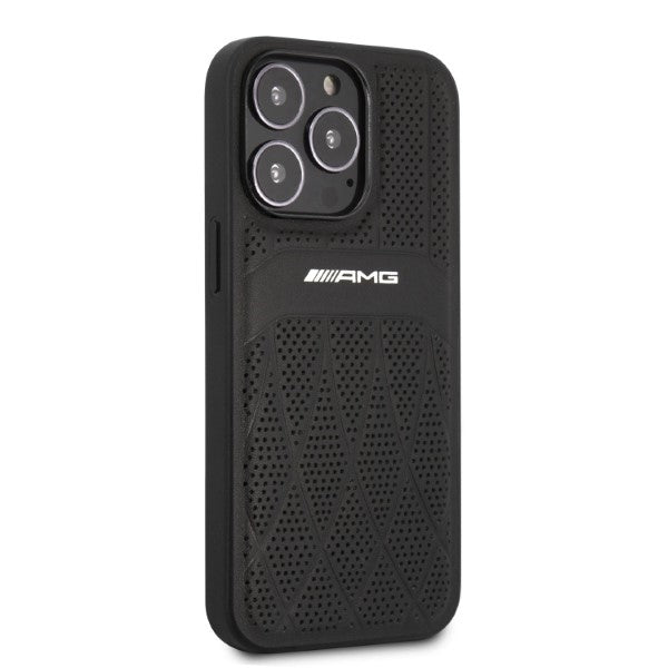 AMG Leather Curved Lines case for iPhone 13 Pro Max - black