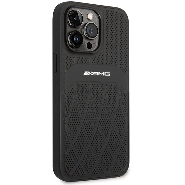 AMG AMHMP14XOSDBK iPhone 14 Pro Max 6.7" black/black hardcase Leather Curved Lines MagSafe