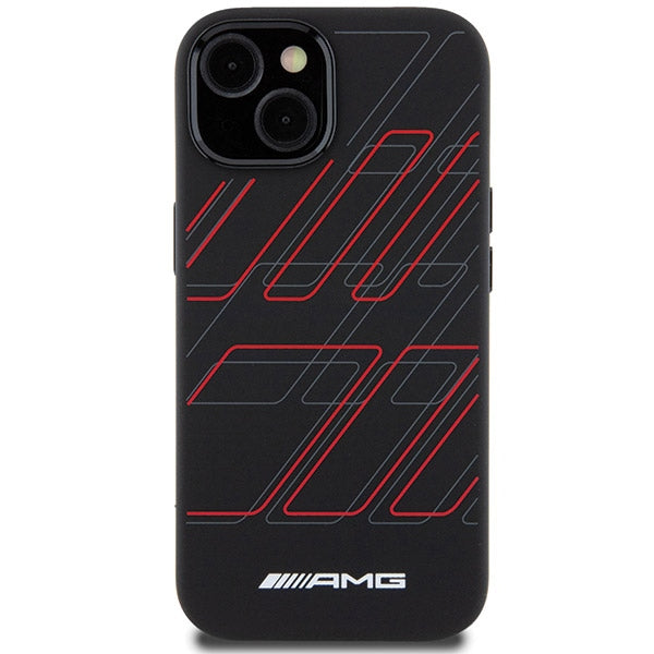 AMG Silicone Large Rhombuses Pattern MagSafe Case for iPhone 15 Plus / 14 Plus - Black