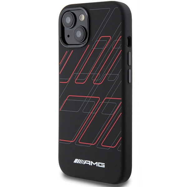 AMG Silicone Large Rhombuses Pattern MagSafe Case for iPhone 15 Plus / 14 Plus - Black