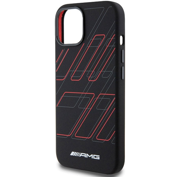 AMG Silicone Large Rhombuses Pattern MagSafe Case for iPhone 15/14/13 - Black