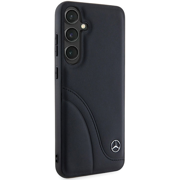 Mercedes Leather Curved Stitches case for Samsung Galaxy S24+ - black