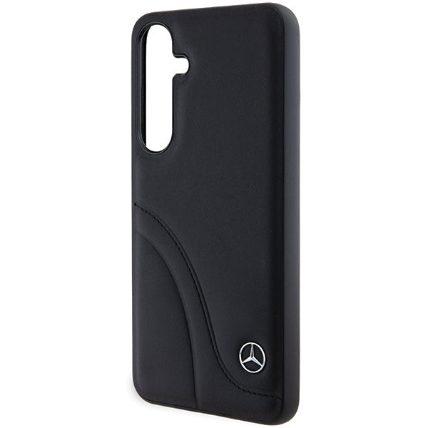 Mercedes Leather Curved Stitches case for Samsung Galaxy S24 - black