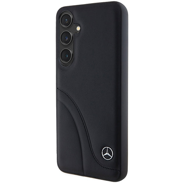 Mercedes Leather Curved Stitches case for Samsung Galaxy S24 - black