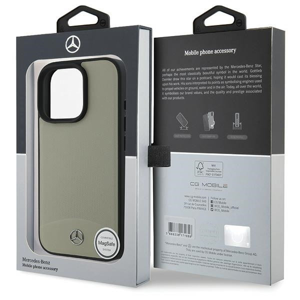 Mercedes MB Textured and Plain Leather MagSafe case for iPhone 16 Pro Max - beige